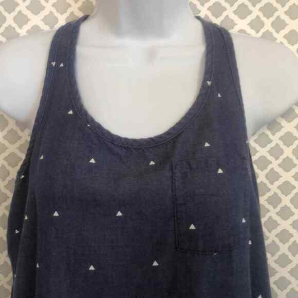 Adidas frayed bottom chambray twist racerback tank Top Women’s Size S Small - Picture 3 of 6